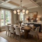 Plume Alabaster Chandelier — additional product view, globe shades carried by crossing curved arms (view 4)