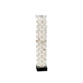 Stacked Alabaster Floor Light — full fixture profile, rotated stone blocks stacked above a dark metal base (view 1)