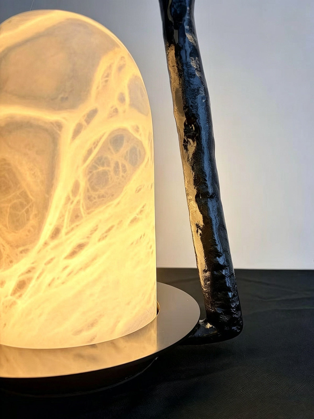 Portal Alabaster Table Lamp — additional product view, a stone dome set within an open bronze arch (view 5)