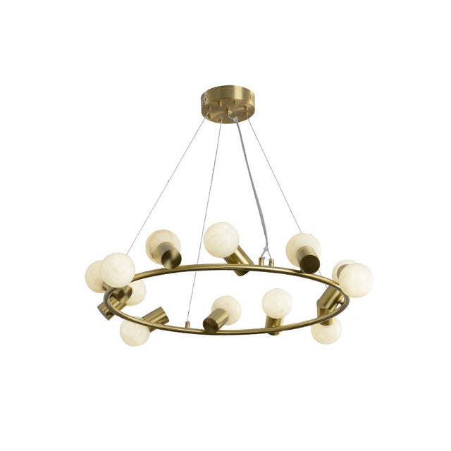 Raechelle Alabaster Chandelier — full fixture profile, stone globes carried by a metal chandelier frame (view 1)