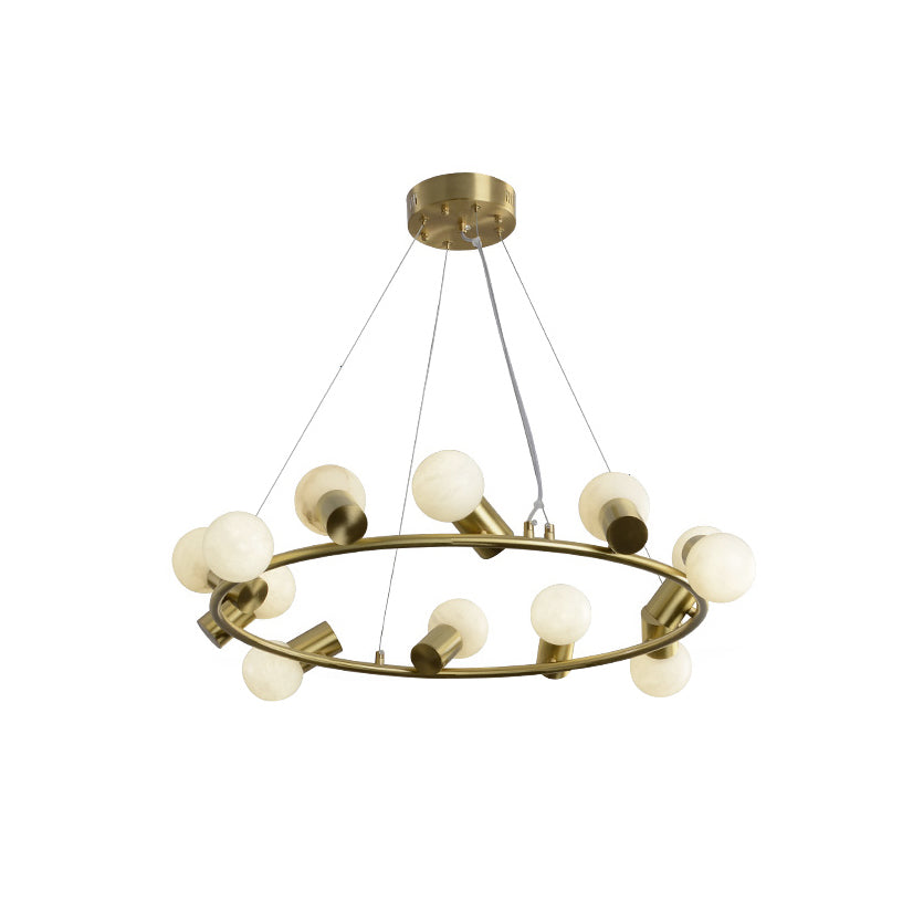 Raechelle Alabaster Chandelier — full fixture profile, stone globes carried by a metal chandelier frame (view 1)