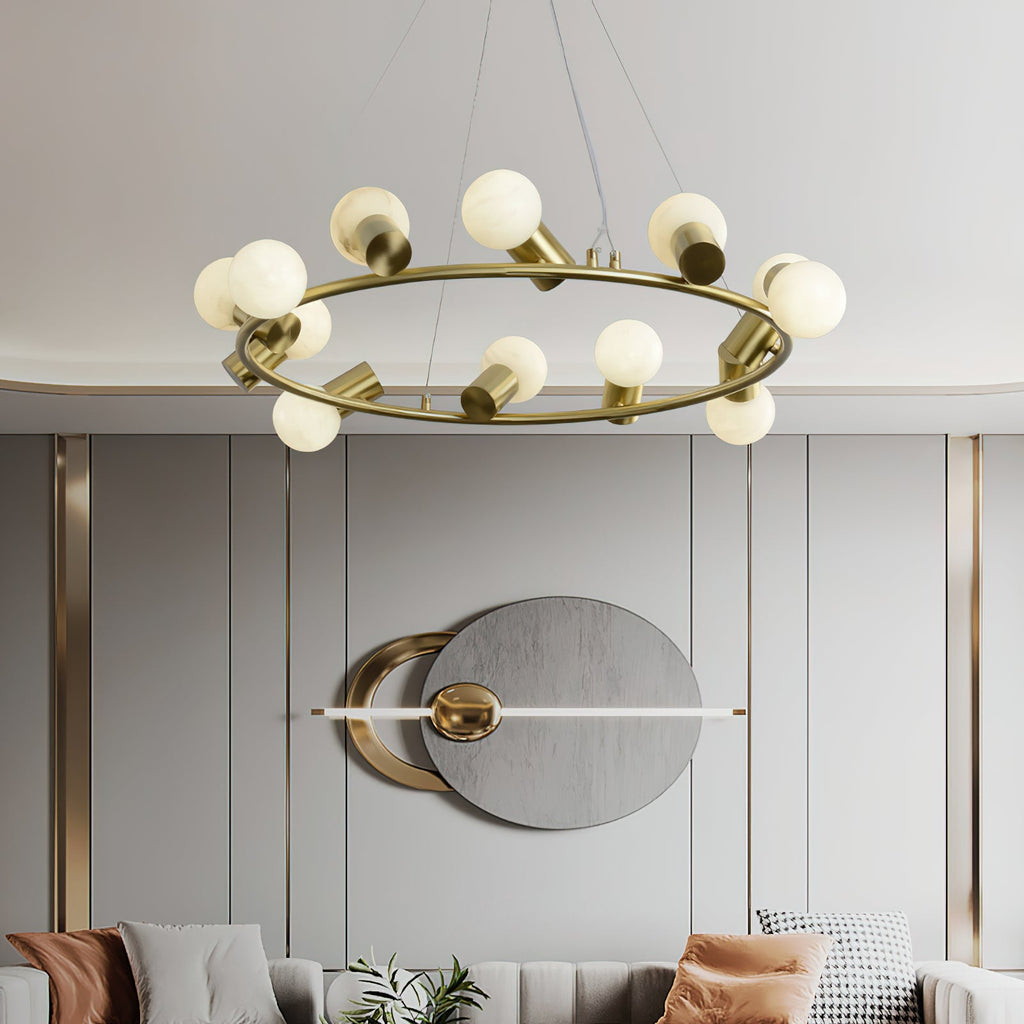 Raechelle Alabaster Chandelier — additional product view, stone globes carried by a metal chandelier frame (view 4)