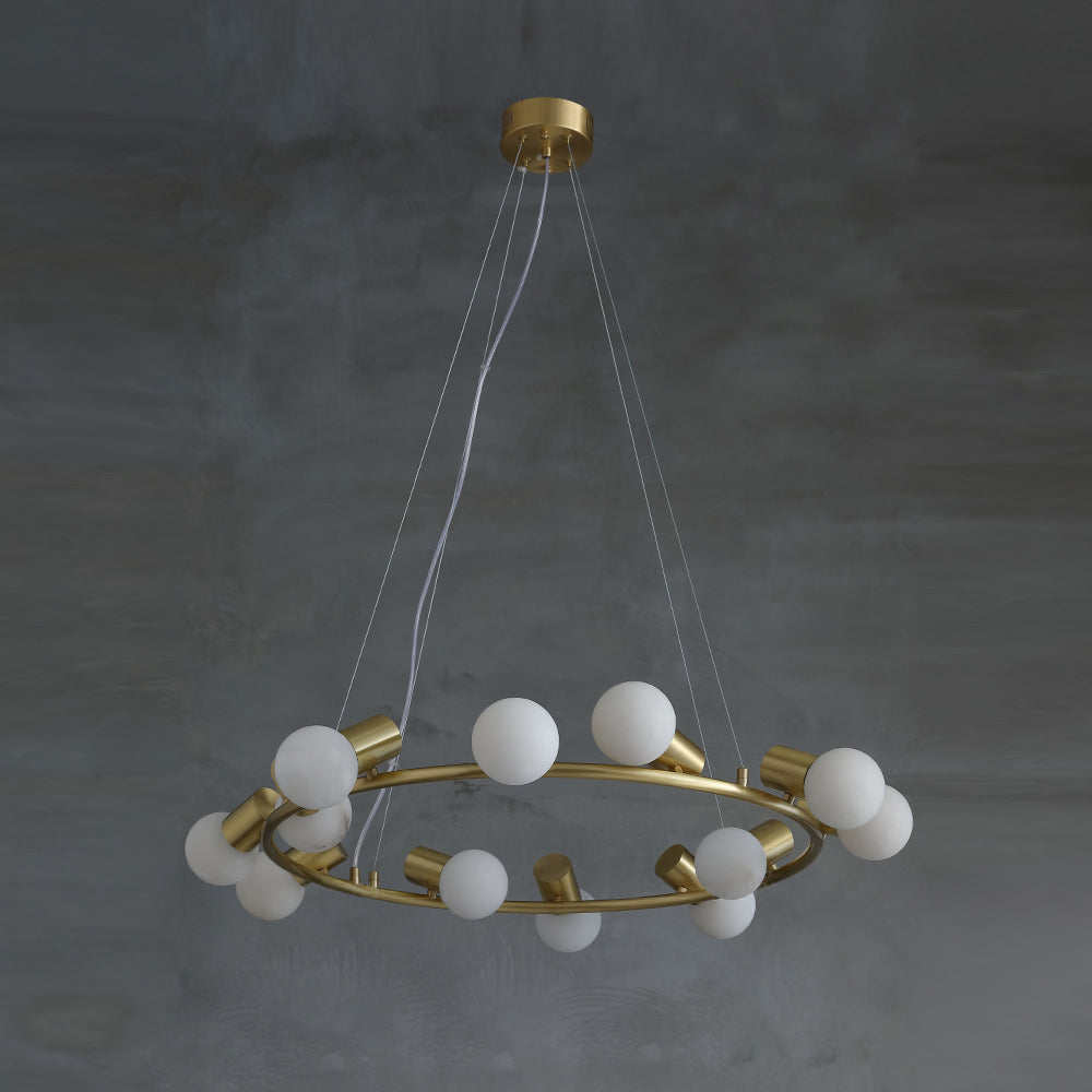 Raechelle Alabaster Chandelier — additional product view, stone globes carried by a metal chandelier frame (view 5)