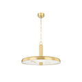 Reynolds Alabaster Pendant Lamp — full fixture profile, a stone lens beneath a slender metal dome (view 1)