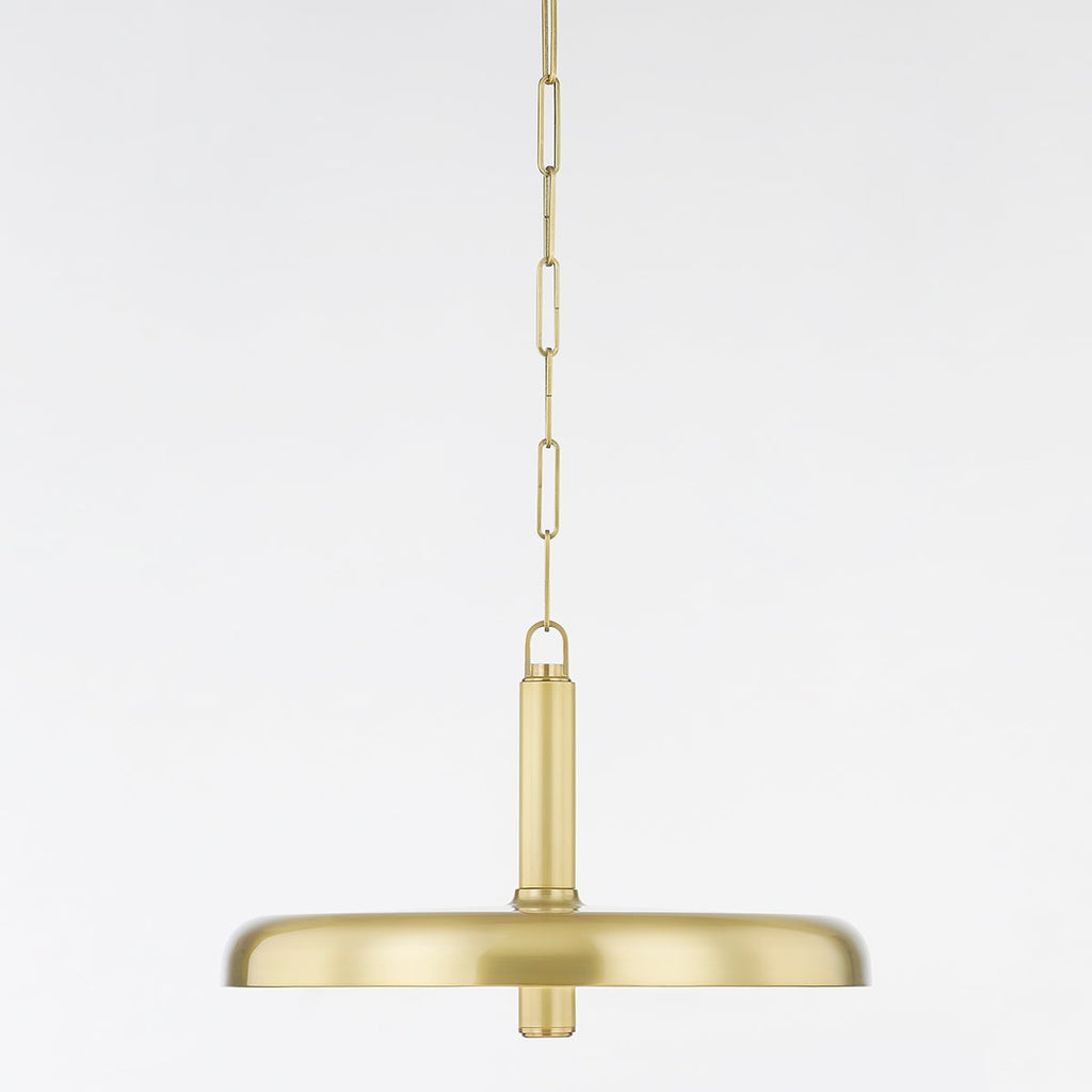 Reynolds Alabaster Pendant Lamp — additional product view, a stone lens beneath a slender metal dome (view 3)