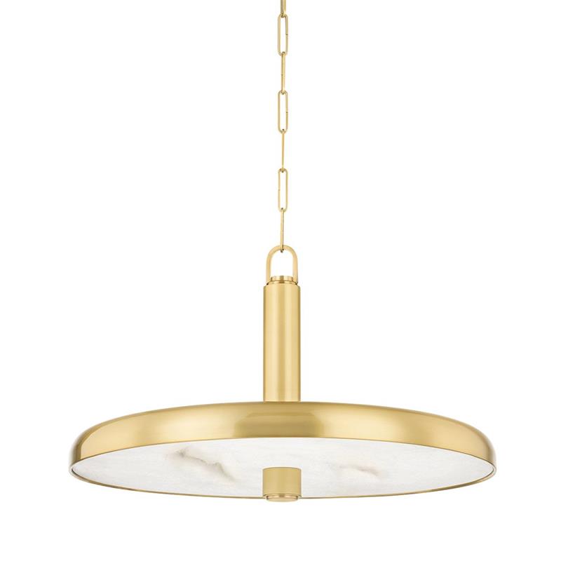 Reynolds Alabaster Pendant Lamp — additional product view, a stone lens beneath a slender metal dome (view 4)