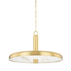 Reynolds Alabaster Pendant Lamp — additional product view, a stone lens beneath a slender metal dome (view 4)