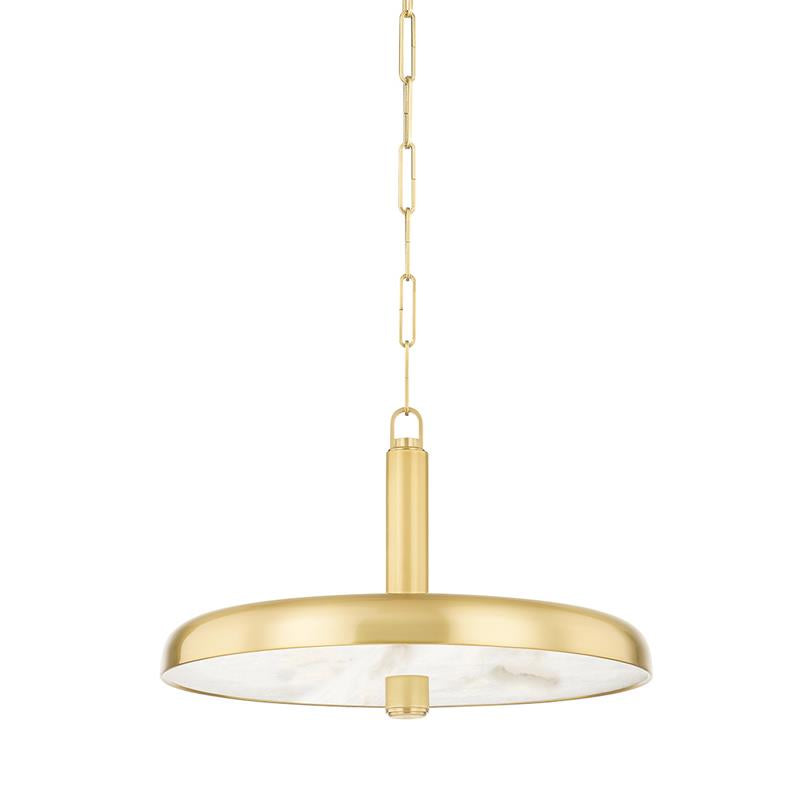 Reynolds Alabaster Pendant Lamp — additional product view, a stone lens beneath a slender metal dome (view 5)