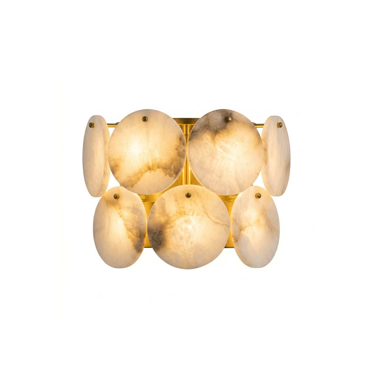 Riviera Alabaster Wall Lamp — full fixture profile, an irregular stone diffuser on a wall-mounted frame (view 1)