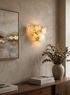Riviera Alabaster Wall Lamp — product setting and fixture profile, an irregular stone diffuser on a wall-mounted frame (view 2)