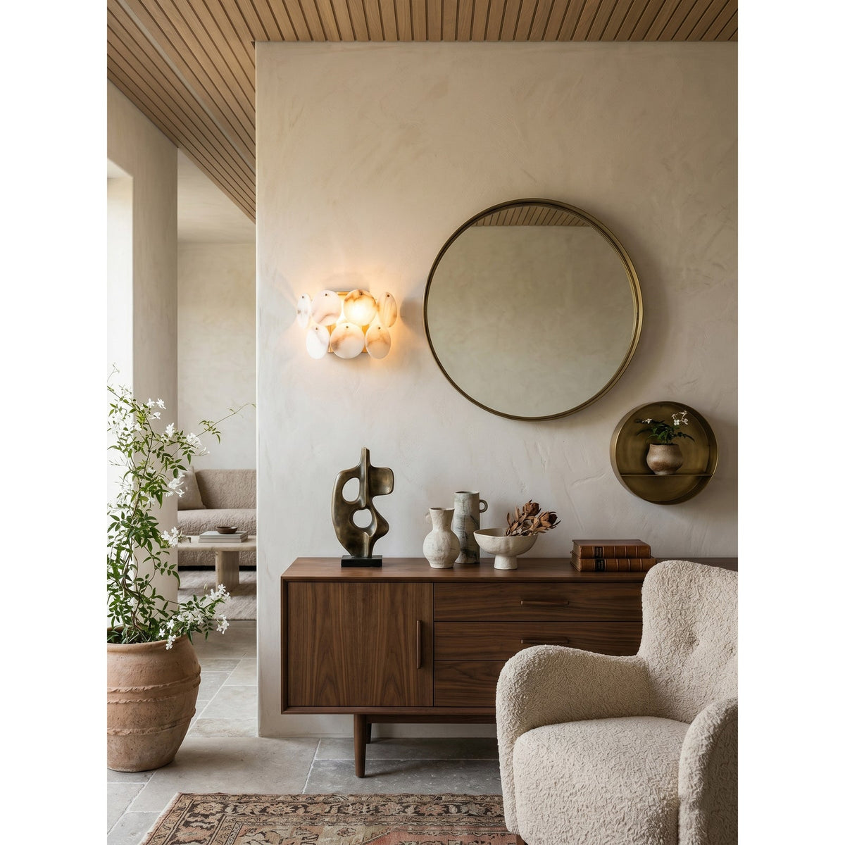 Riviera Alabaster Wall Lamp — additional product view, an irregular stone diffuser on a wall-mounted frame (view 5)