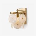 Rosette Alabaster Disc Sconce — full fixture profile, four stone discs around a central bulb (view 1)