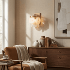Rosette Alabaster Disc Sconce — product setting and fixture profile, four stone discs around a central bulb (view 2)