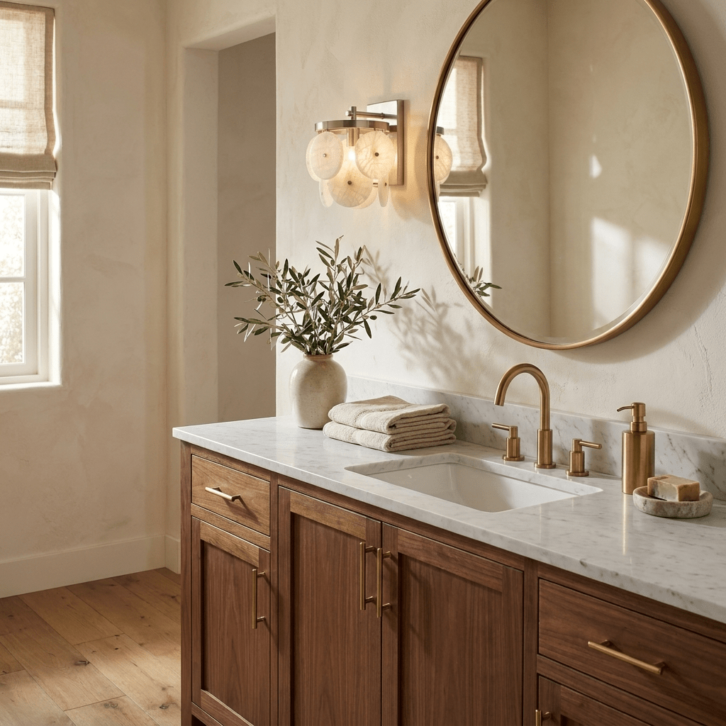 Rosette Alabaster Disc Sconce — additional product view, four stone discs around a central bulb (view 5)
