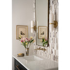 Salon Alabaster Wall Lamp — additional product view, a rounded cylindrical stone shade on a compact wall frame (view 5)