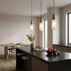 Santorini Alabaster Pendant Lamp — additional product view, a cylindrical stone shade with slim brass hardware (view 3)