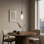 Santorini Alabaster Pendant Lamp — additional product view, a cylindrical stone shade with slim brass hardware (view 4)