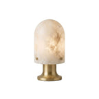 Seine Alabaster Table Lamp — full fixture profile, a stone dome above a slim brass base (view 1)