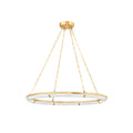 Sennett Alabaster Chandelier — full fixture profile, a broad ring-shaped stone diffuser with brass framework (view 1)