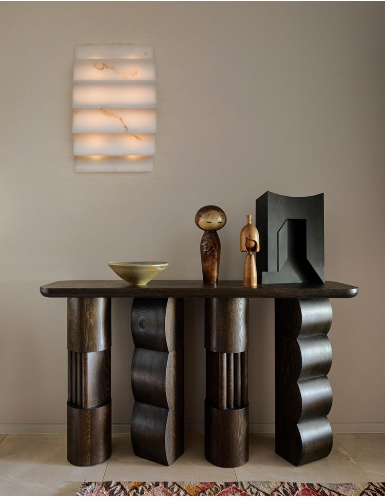 Serra Tiered Alabaster Sconce — additional product view, stone panels layered in gently curved tiers (view 3)