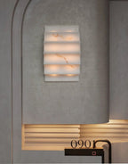 Serra Tiered Alabaster Sconce — additional product view, stone panels layered in gently curved tiers (view 5)