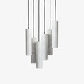 Silo Alabaster Pendant Light — full fixture profile, cylindrical stone shades suspended at different levels (view 1)