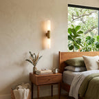 Sleeve Alabaster Wall Sconce — additional product view, slender stone columns cinched by central metal sleeves (view 4)