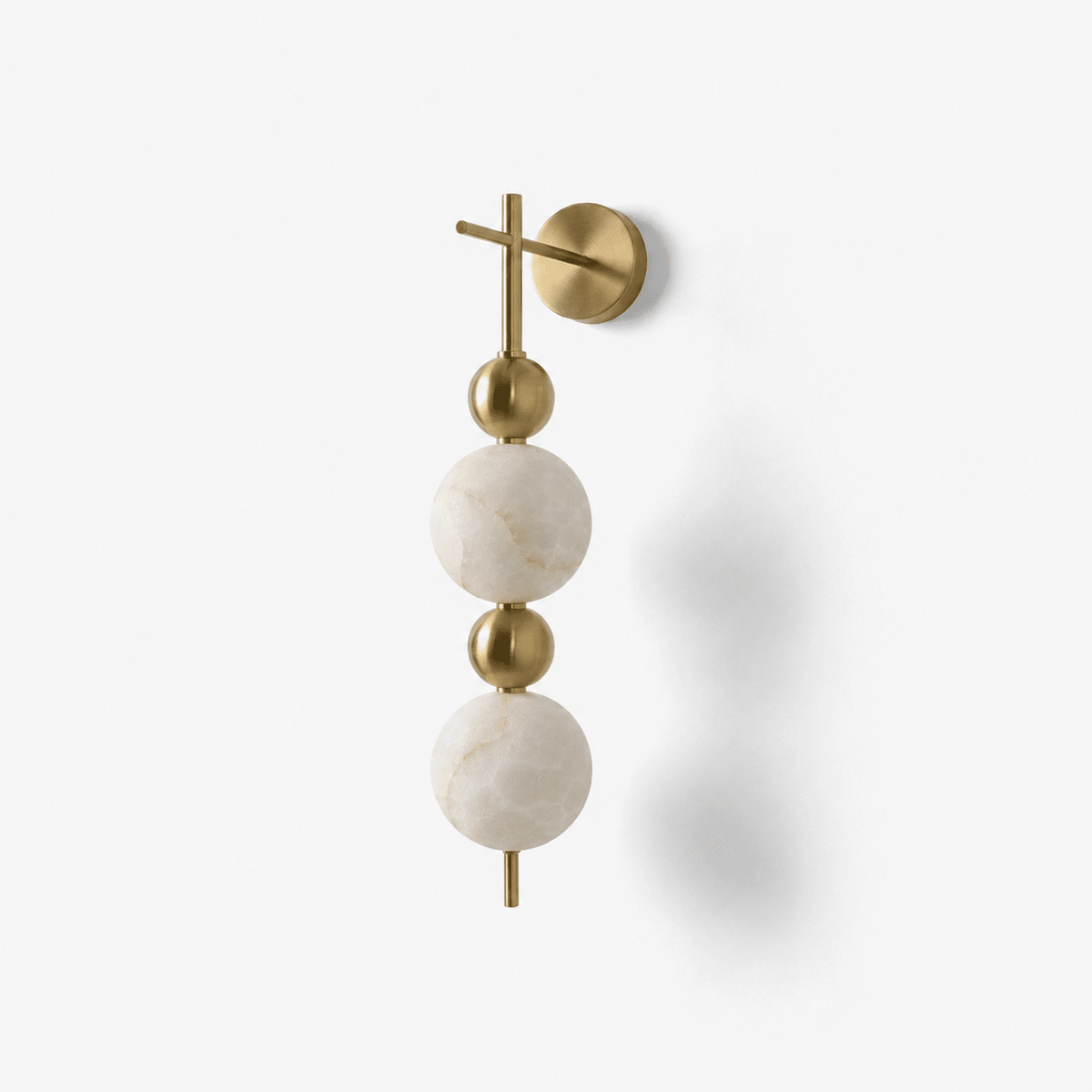 Solenne Alabaster Beaded Wall Sconce — full fixture profile, stone spheres interspersed with rounded metal beads (view 1)