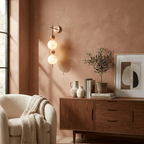 Solenne Alabaster Beaded Wall Sconce — additional product view, stone spheres interspersed with rounded metal beads (view 3)