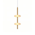 Solevane Alabaster Pendant Lamp — full fixture profile, two stone shades along a slender brass pendant body (view 1)