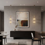 Solevane Alabaster Pendant Lamp — additional product view, two stone shades along a slender brass pendant body (view 5)