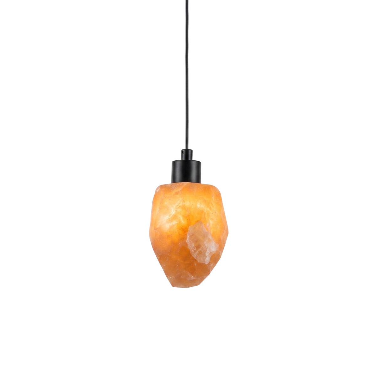 Solstice Nugget Alabaster Pendant Lamp — full fixture profile, a rough-textured stone shade suspended as a small pendant (view 1)