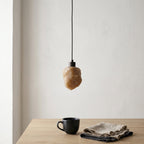 Solstice Nugget Alabaster Pendant Lamp — additional product view, a rough-textured stone shade suspended as a small pendant (view 3)