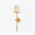 Spire Alabaster Wall Sconce — full fixture profile, a stone cone above a slender rod and diamond-shaped backplate (view 1)