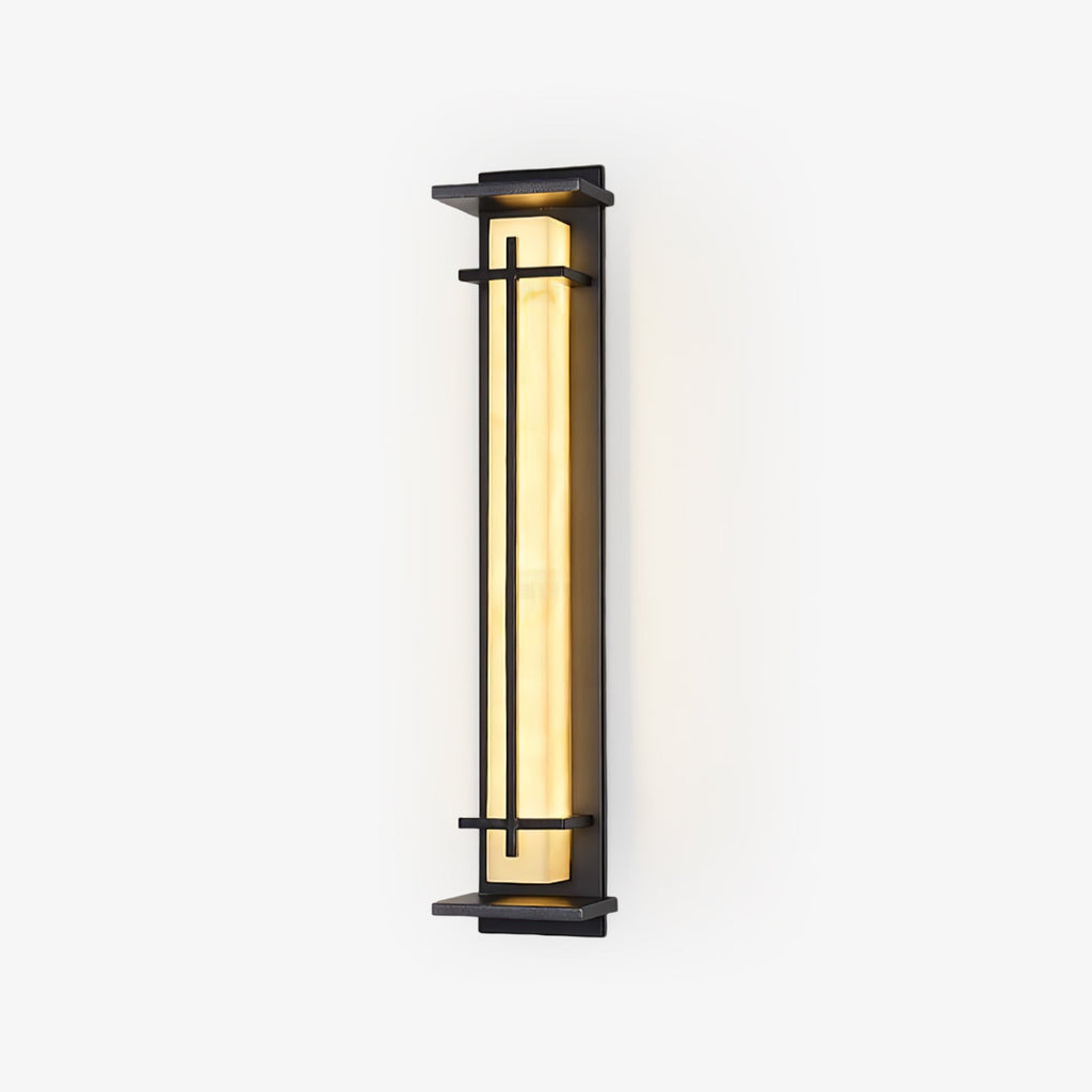 Square Outdoor Alabaster Wall Light — full fixture profile, a square resin diffuser with stainless steel fittings (view 1)
