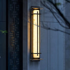 Square Outdoor Alabaster Wall Light — product setting and fixture profile, a square resin diffuser with stainless steel fittings (view 2)