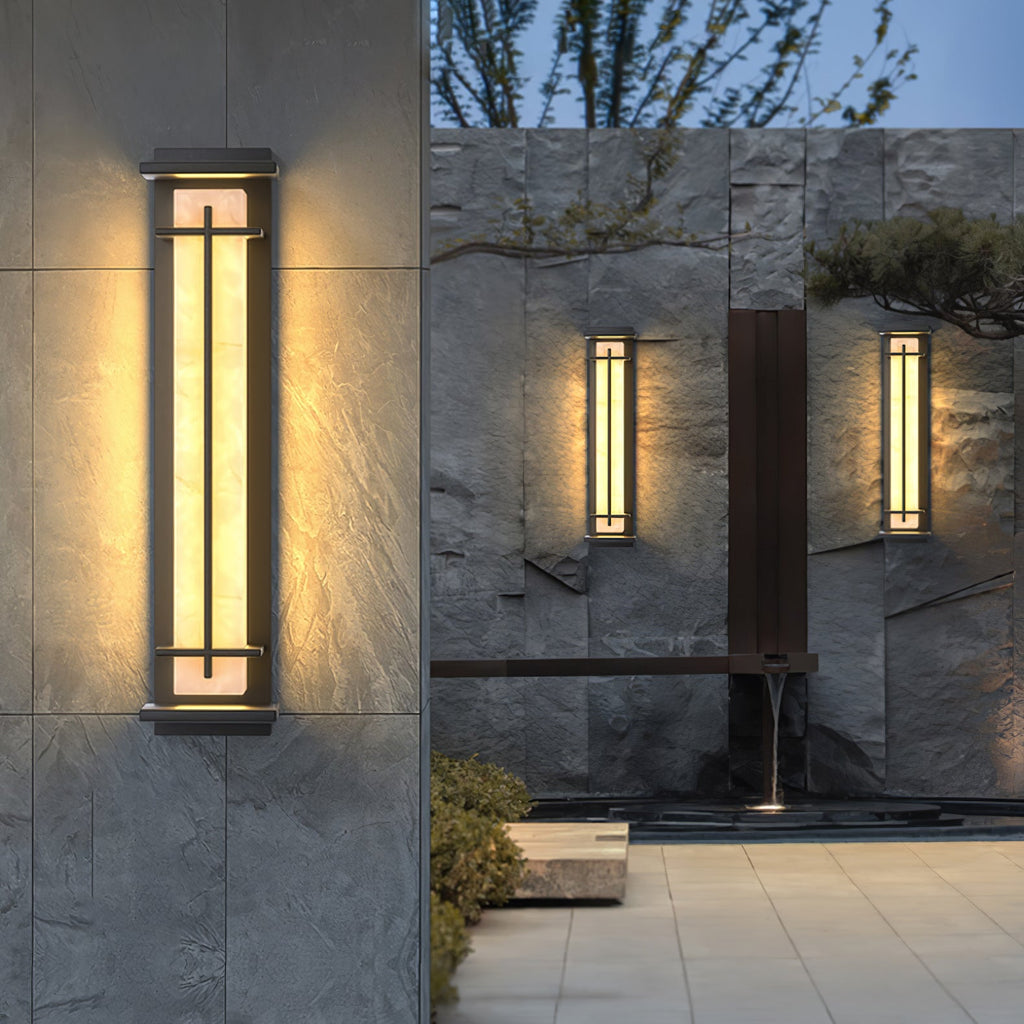 Square Outdoor Alabaster Wall Light — additional product view, a square resin diffuser with stainless steel fittings (view 4)