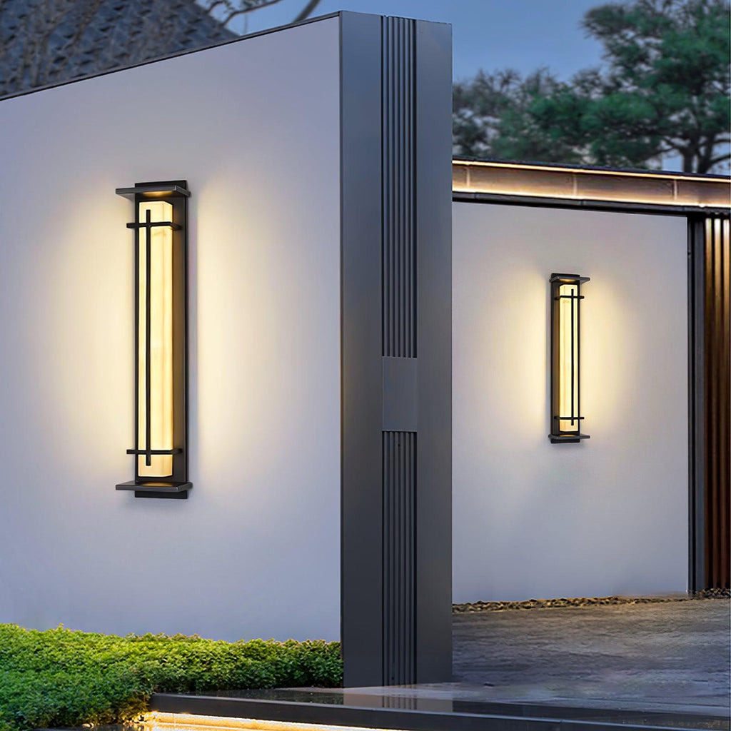 Square Outdoor Alabaster Wall Light — additional product view, a square resin diffuser with stainless steel fittings (view 5)