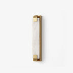 Stele Alabaster Wall Sconce — full fixture profile, a rectangular stone slab held by curved metal clips (view 1)