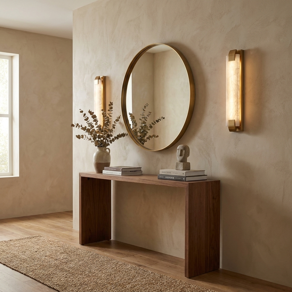 Stele Alabaster Wall Sconce — additional product view, a rectangular stone slab held by curved metal clips (view 3)