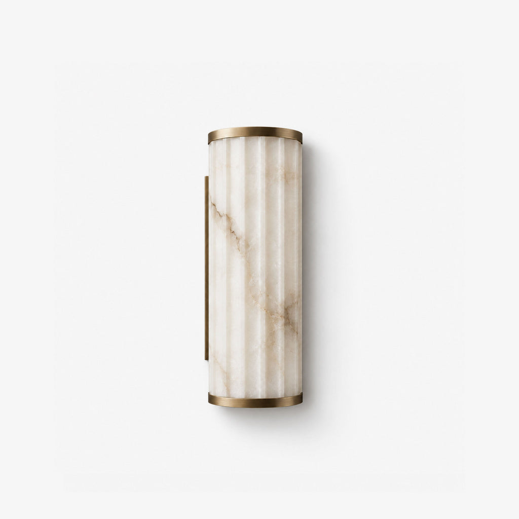 Strivane fluted wall sconce with a ribbed shade and brass-finish end caps