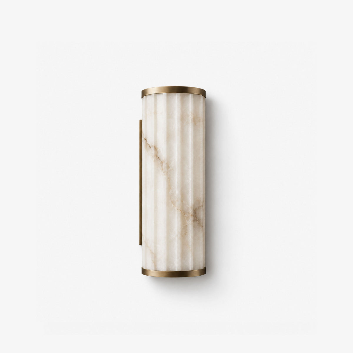 Strivane fluted wall sconce with a ribbed shade and brass-finish end caps
