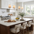 Sutton Alabaster Chandelier — additional product view, four stone cone shades along a straight horizontal frame (view 3)