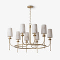Sutton Alabaster Ring Chandelier — full fixture profile, eight tapered stone shades around a circular metal ring (view 1)