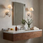 Tallow Alabaster Wall Sconce — product setting and fixture profile, a tapered stone cone on a slim candlestick-style stem (view 2)