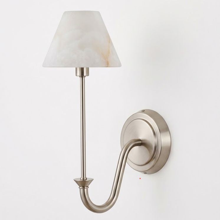 Tallow Alabaster Wall Sconce — additional product view, a tapered stone cone on a slim candlestick-style stem (view 5)