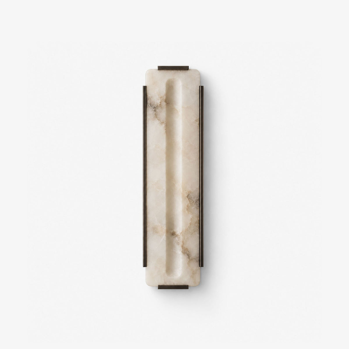 Talvenne Alabaster Panel Wall Sconce — full fixture profile, a tall stone panel with a rounded central channel (view 1)