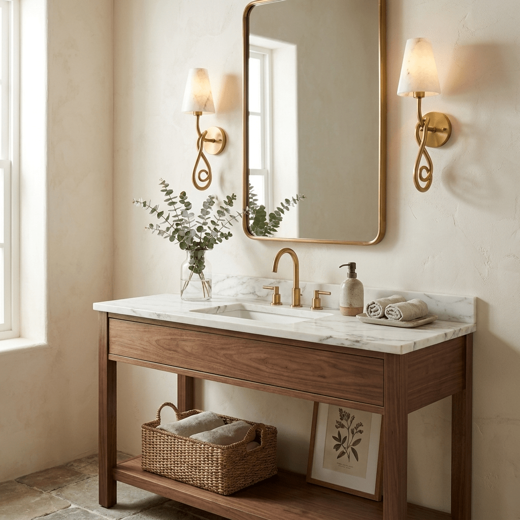 Tangle Alabaster Knot Sconce — additional product view, a tapered stone shade above a knotted brass arm (view 5)