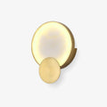 Terra Svet Alabaster Wall Lamp — full fixture profile, a rounded stone diffuser accented by gold-finished circular metal details (view 1)