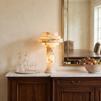 Tieralith Alabaster Table Lamp — additional product view, a tiered stone lamp body with a geometric profile (view 4)